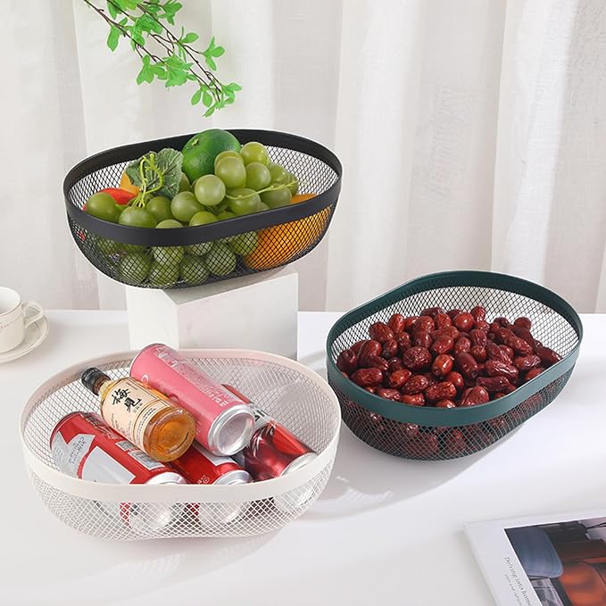 AJIODA Metal Mesh Steel Basket, Oval Metal Wire Storage Organizer Baskets Multi - Image 5