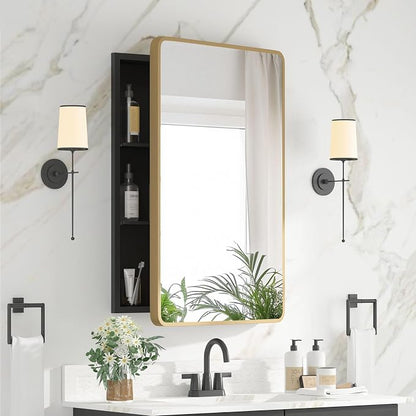 Medicine Cabinet 20 x 28 Inch, Brush Gold Bathroom Medicine Cabinet by Unknown