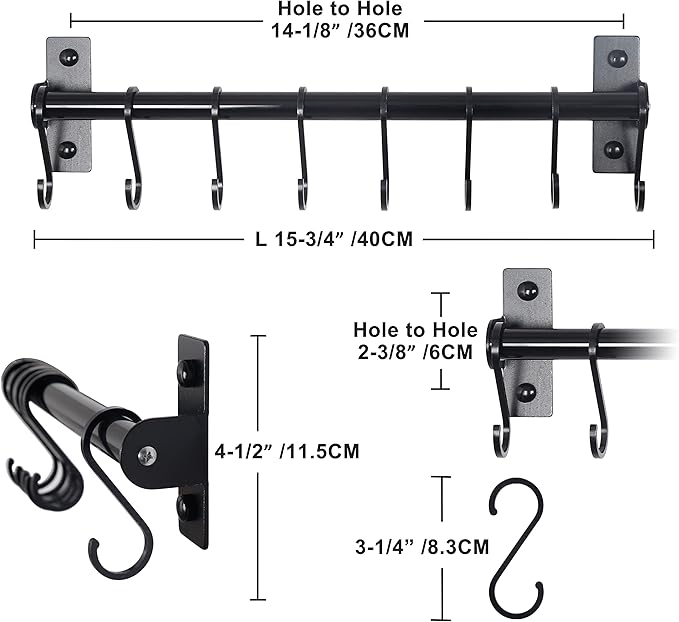Dseap Kitchen Utensil Holder Hanger, Pot and Pan Rack Wall Mounted, Kitchen Rail - Image 6