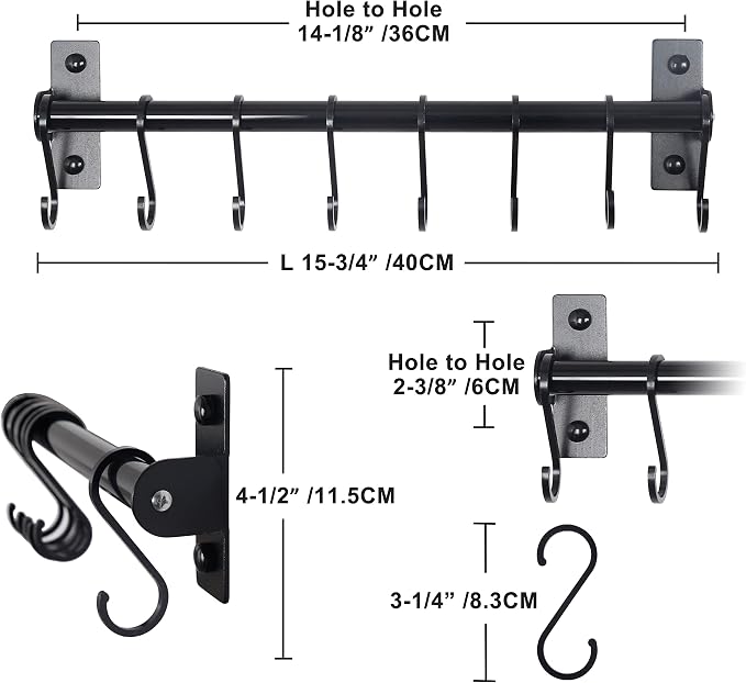 Dseap Kitchen Utensil Holder Hanger, Pot and Pan Rack Wall Mounted, Kitchen Rail - Image 6
