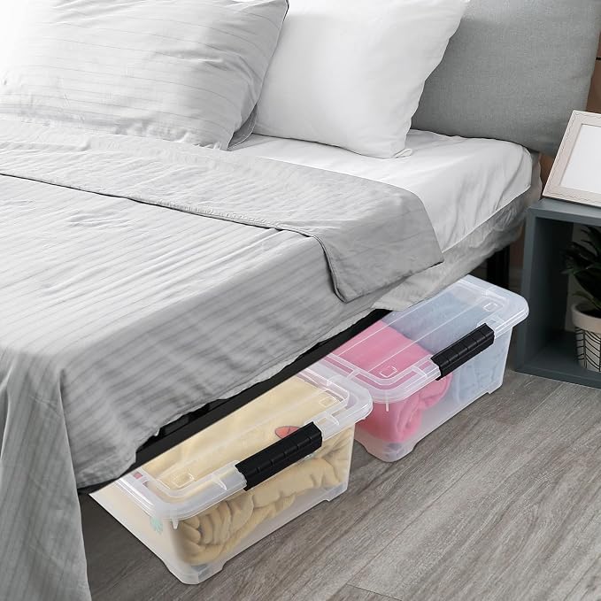 Xyskin 4 Packs 20 Quart Plastic Under Bed Storage Box, Winter Clothing - Image 7