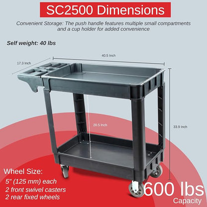 Heavy Duty Rolling Utility Service PP Cart - Image 5