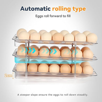 Refrigerator Egg Holder, Self-Rolling Refrigerator Egg Container, Stackable Egg - Image 6