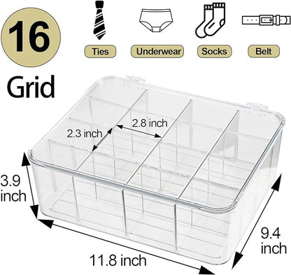 ZEXALOR Socks Underwear Drawer Organzier Dividers, 16 Compartment Removable - Image 3