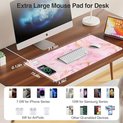Wireless Charging Mouse Pad, 31.5"x15.8" Large Gaming Desk Mat - Image 3