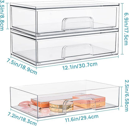 Vtopmart 12.1''W Clear Stackable Storage Drawers, 4 Pack Acrylic Plastic - Image 5