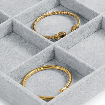 Oirlv Velvet Stackable Jewelry Display Trays 12 Grids Rings Earrings Bracelet - Image 6