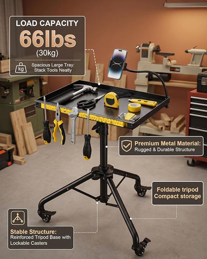 Rolling Tool Cart with Phone Stand, Portable Work Table Mobile Service Tray - Image 5