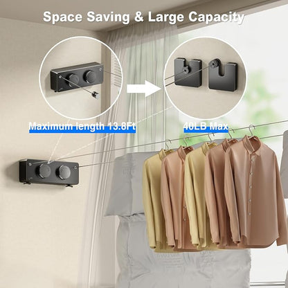 MUSTORN Retractable Twin Clothesline Indoor, Non-Sagging Outdoor Clothes Line - Image 2