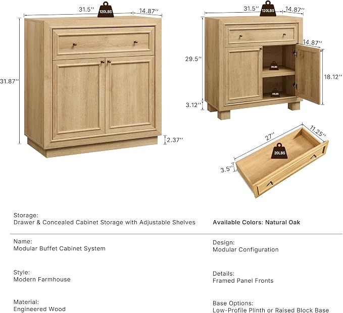 ACCOHOHO Modern Farmhouse Buffet Cabinet, Modular Storage Cabinet - Image 2