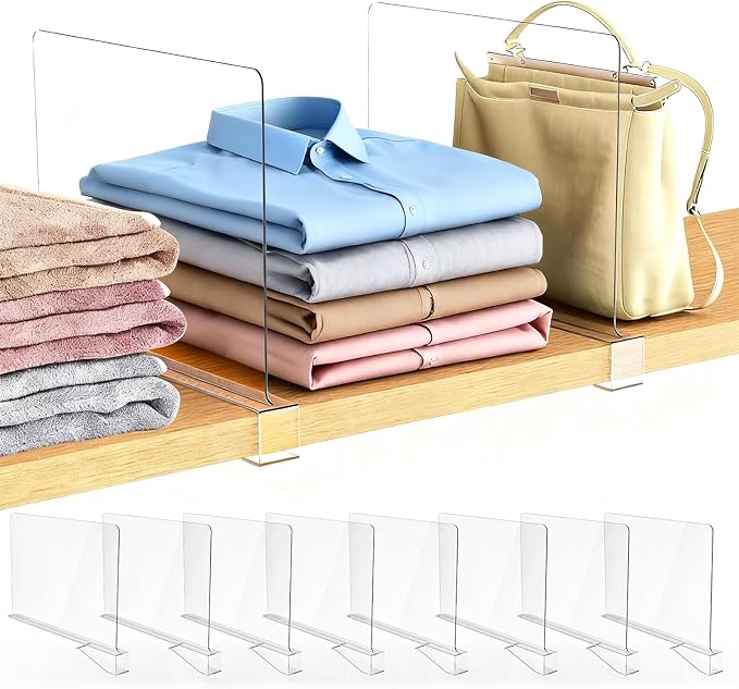 8 Pack Closet Shelf Dividers Purse Handbag Organizer Storage | Acrylic by GinbelDirect