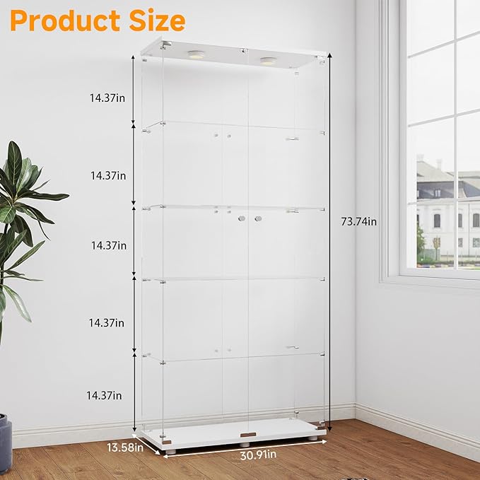 5-Tier Tempered Glass Display Cabinet - Image 2