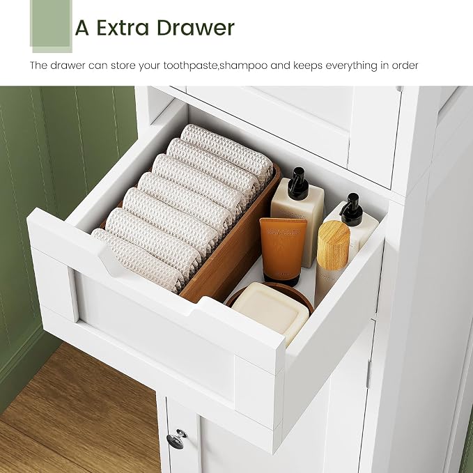 Iwell Tall Bathroom Cabinet, Slim Narrow Bathroom Storage Cabinet - Image 7