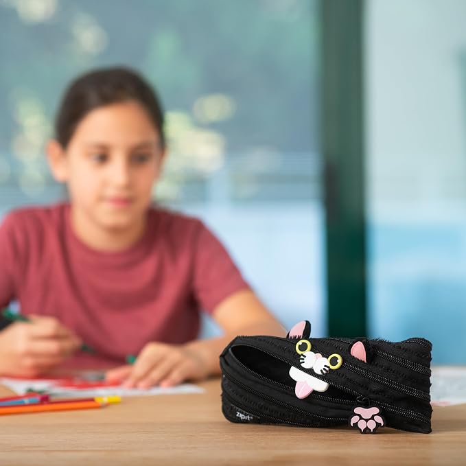 ZIPIT Cat Pencil Case for Girls, Cute Zipper Pouch for Kids Teens, Stationery - Image 2