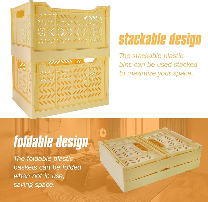 Domiella 2-Pack Crates for Storage, Storage Crates Plastic Stackable, Foldable - Image 4