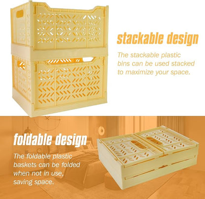 Domiella 2-Pack Crates for Storage, Storage Crates Plastic Stackable, Foldable - Image 4