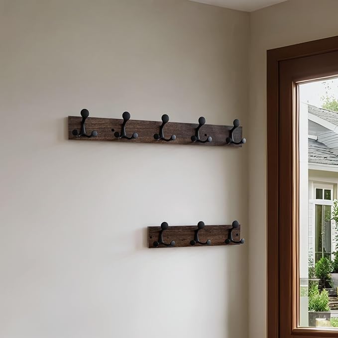 SKOLOO 30-Inch Wood Burnt Coat Rack Wall Mount - Image 3
