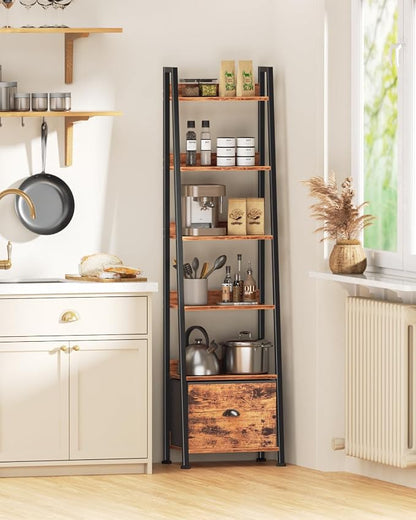 Furologee Bookshelf Set of 2, 6-Tier Ladder Shelf, Ladder Bookshelf - Image 2