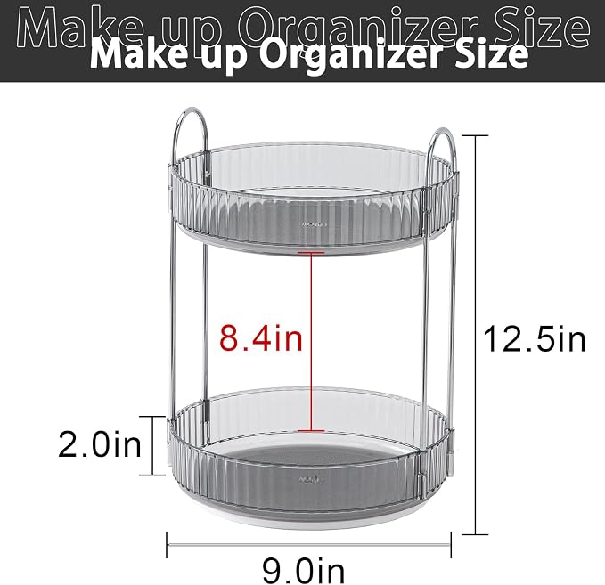 Rotating Makeup Organizer for Vanity, High-Capacity Skincare Clear Make Up - Image 2