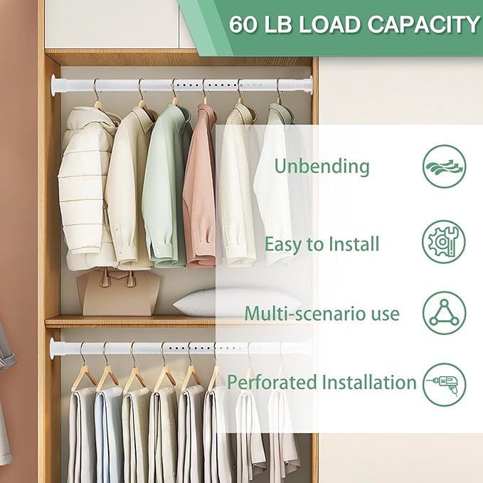 Closet Rods for Hanging Clothes, 1.3 Inch Diameter Heavy Duty Closet Rod 17-87 - Image 5