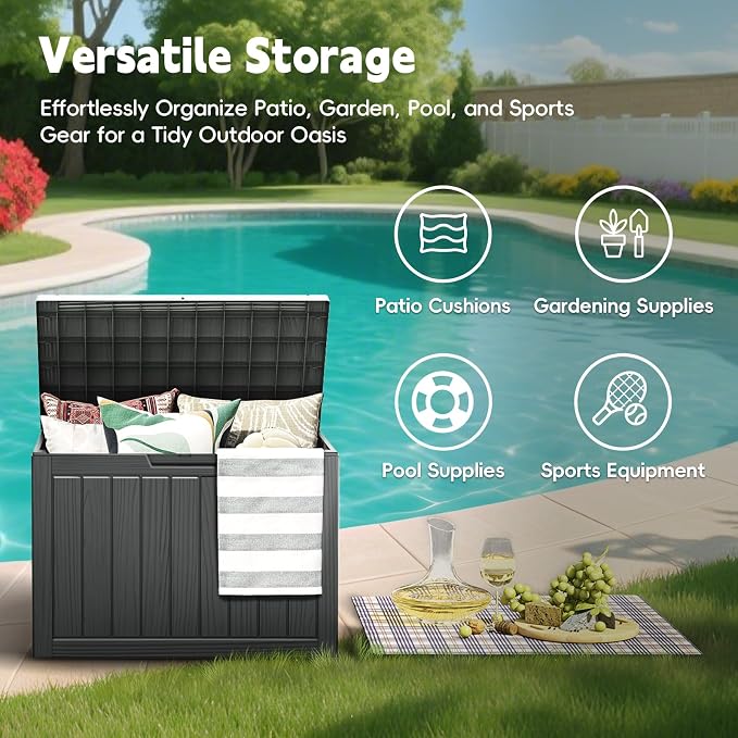 LubanNese Outdoor Storage Box, 50 Gallon Waterproof Resin Deck Box, Storage Bin - Image 4