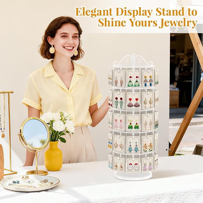 EsLuker.ly Earring Holder Organizer Rotating Display Tree Stand, Adjustable - Image 8