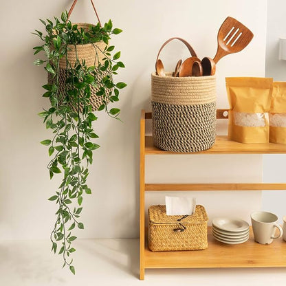 Goodpick 2 Pack Jute Rope Wall Hanging Storage Baskets - Image 4