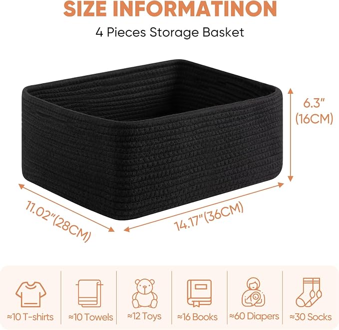 OIAHOMY 4 Pack 14.17*11.02*6.3IN Storage Baskets - Image 2