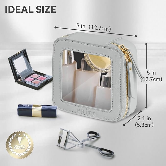 Prite Small Makeup Bag for Women Portable Clear Makeup Bag Cute Mini Waterproof - Image 3