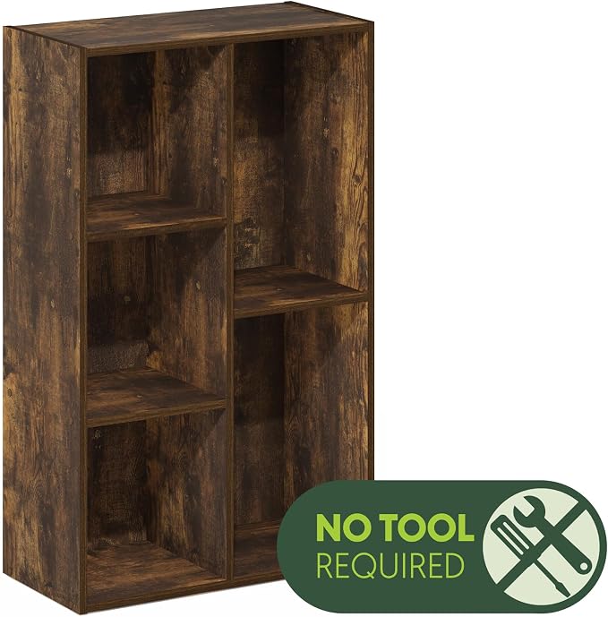 Furinno LUDER Book Shelf, 5-Cube Bookshelf, Open Storage Shelf Bookcase - Image 7