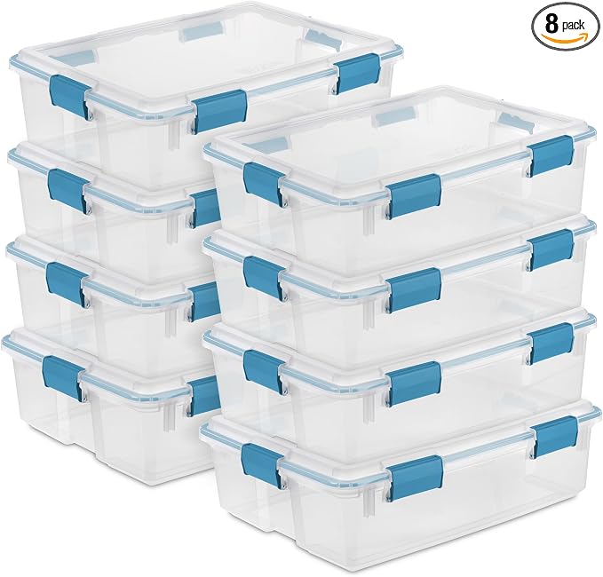 Sterilite 8-Pack Gasket Box, Weather-Resistant Storage Bins by Sterilite