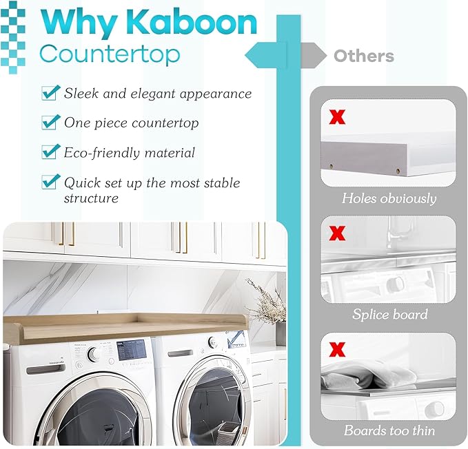 Kaboon Washer Dryer Countertop 58" x 28" Extra Large Version, Melamine - Image 3