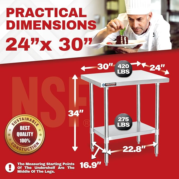 DuraSteel 24x30 Stainless Steel Work Table - Image 6