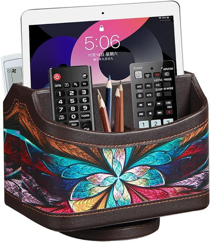 360° Rotating Remote Control Holder, PU Leather TV Remote Caddy Organizer by Thelittlebeautyoflife