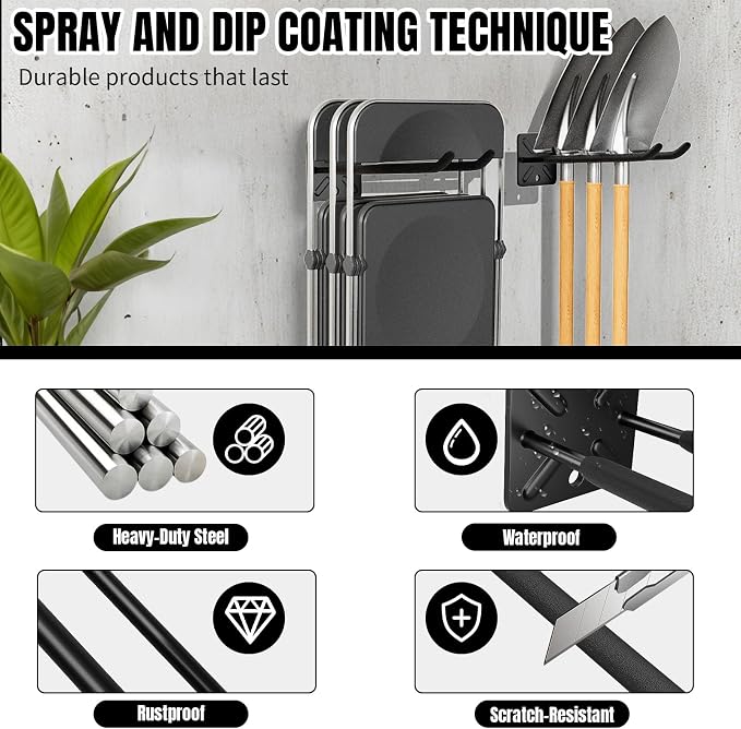 Heavy Duty Garage Hooks and Tool Organizer, Wall Mount Utility Storage Hangers - Image 3