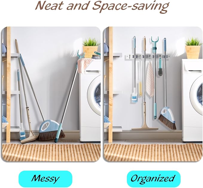 2 Pack Mop Broom Holder Wall Mount - Image 3