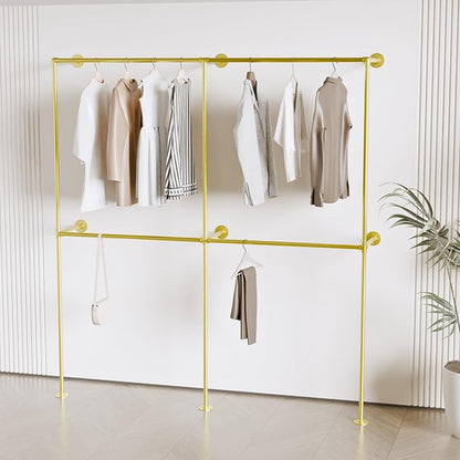 Industrial Pipe Clothing Rack, Heavy Duty Wall Mounted Clothes Rack, Retail by Anynice