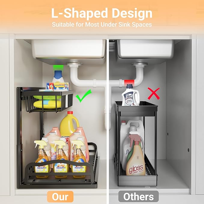 AceMining Under Sink Organizer, 2 Pack Pull-Out Under Cabinet Organizer - Image 8