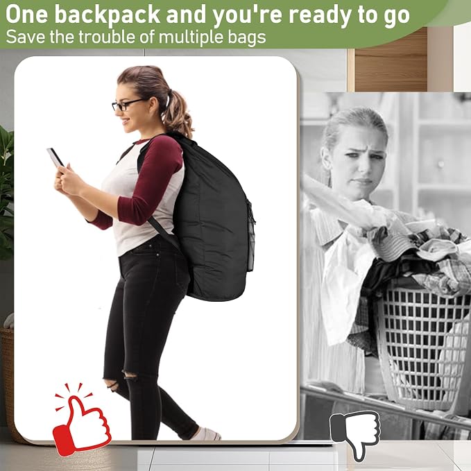Laundry Bag Backpack, Large Travel Laundry Bags - Image 5