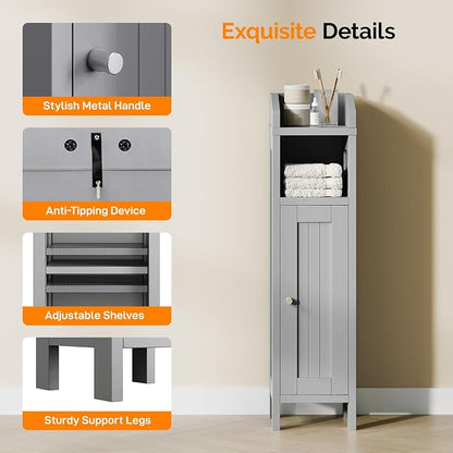 VINGLI Small Storage Corner Floor Cabinet, 7.9" Narrow Toilet Paper Storage - Image 6