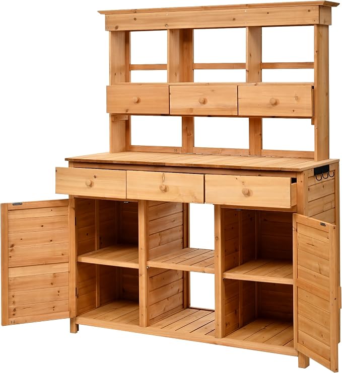 Merax Outdoor Potting Bench, Large Horticulture Work Table Workstation - Image 8