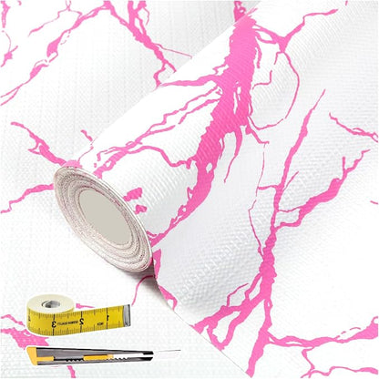 Pink Marble Pattern Shelf Liner, Non-Adhesive Non-Slip Thickened Drawer Liner by Kimhan