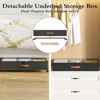 Yecaye Under Bed Storage with Wheels, 2 Pack Under Bed Storage Containers with - Image 5