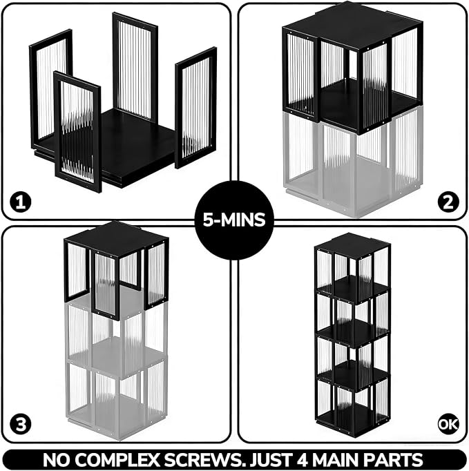 BAMEOS Rotating Bookshelf Tower 4 Tier, 360 Spinning Bookcase - Image 4