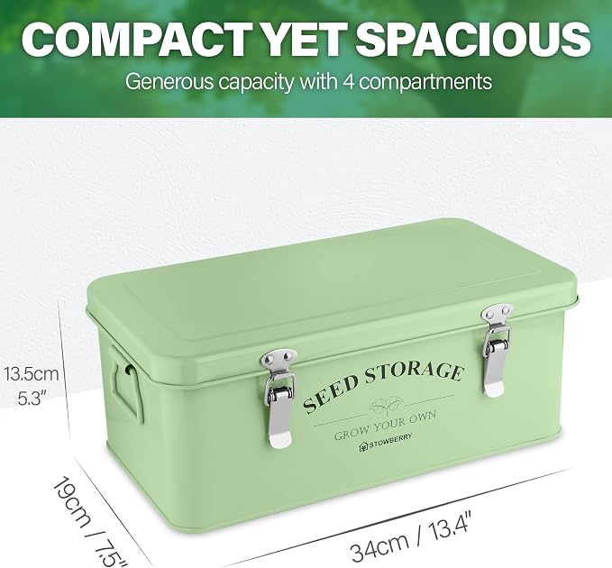 Seed Storage Box Organizer – Green Garden Seeds Tin - Image 2