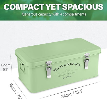 Seed Storage Box Organizer – Green Garden Seeds Tin - Image 2