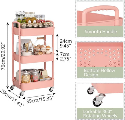 Sywhitta 3-Tier Plastic Rolling Utility Cart - Image 2