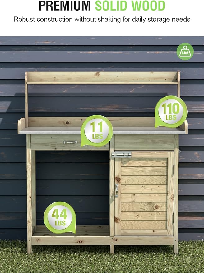 ARNOT Potting Bench, Outdoor Potting Bench Table - Image 7