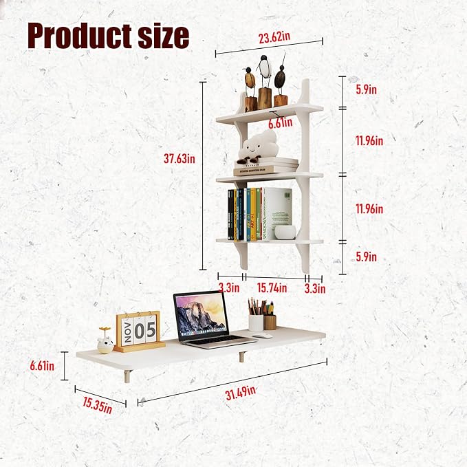 Pmnianhua Wall Mounted Folding Table, Foldable Drop Leaf Table, Wall Mount Fold - Image 6
