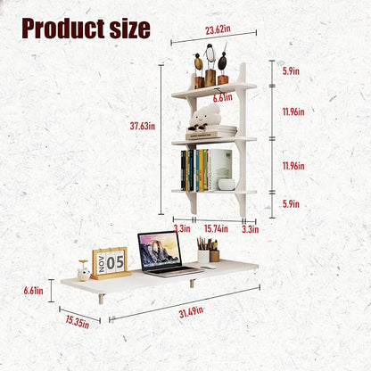 Pmnianhua Wall Mounted Folding Table, Foldable Drop Leaf Table, Wall Mount Fold - Image 6